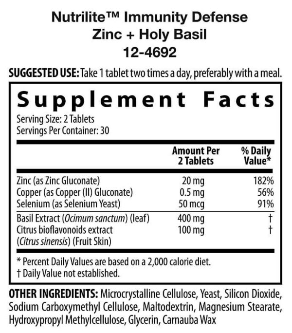 Nutrilite™ Immunity Defense Zinc + Holy Basil - 60 tablets - Image 2